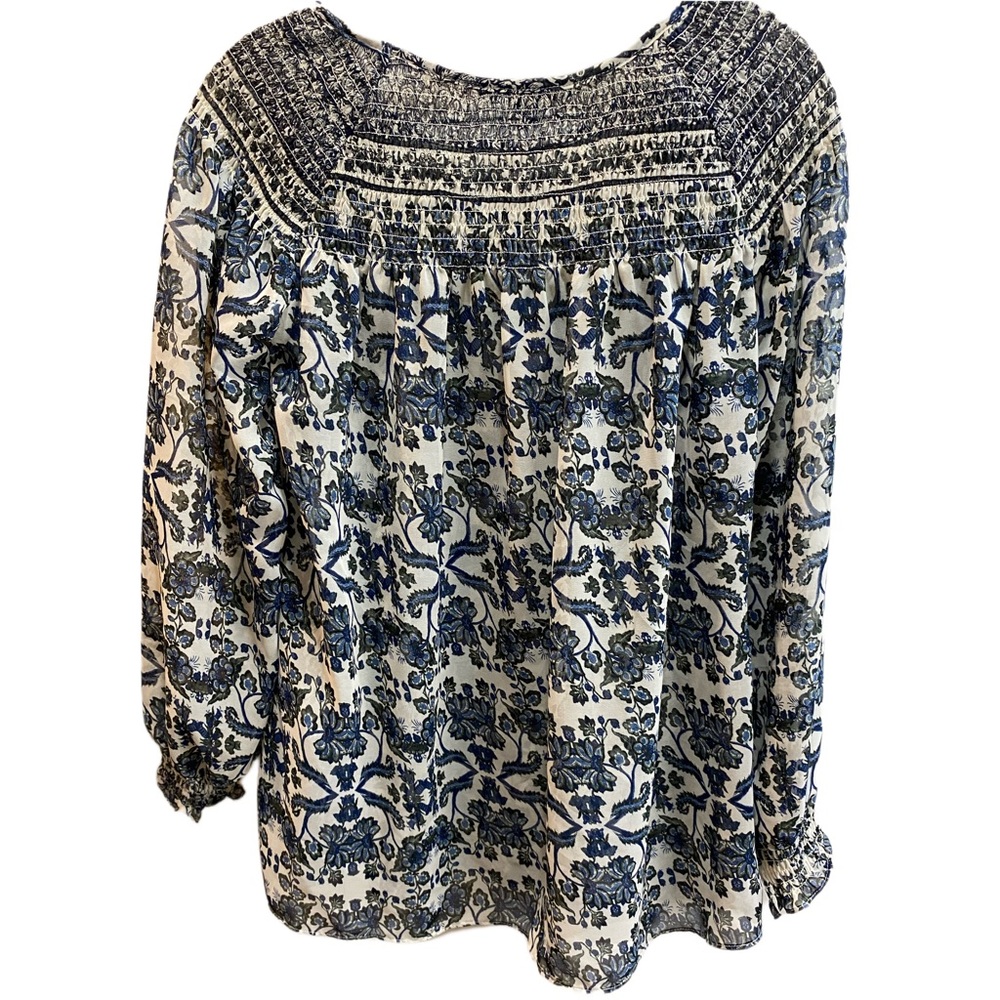 Zac & Rachel Smocked Peasant Blouse Top Boho Chic Floral Versatile